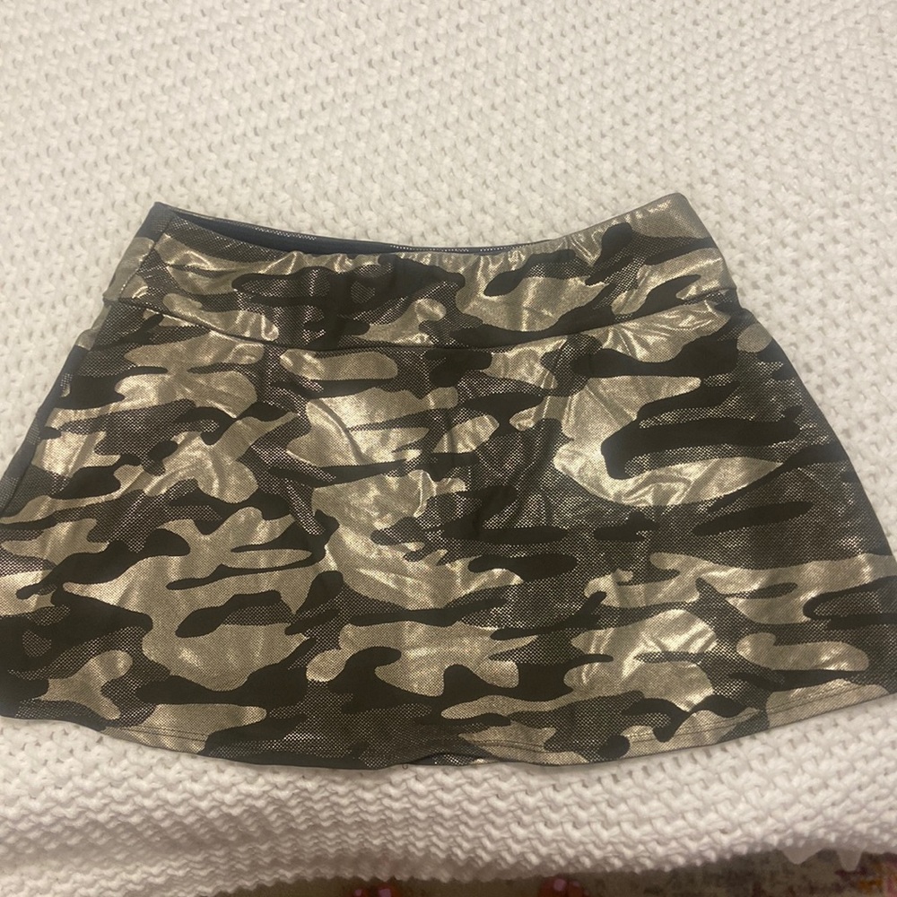 Queen Of the Courts- Olive Camo Foil Tennis Skirt